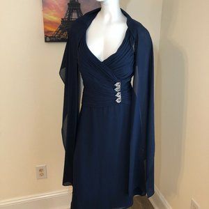 JS Collections Navy Midi Organza Dress
